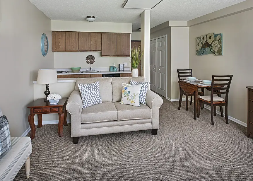 Senior apartment bedroom at American House Livonia, a retirement home in Livonia, Michigan adsf